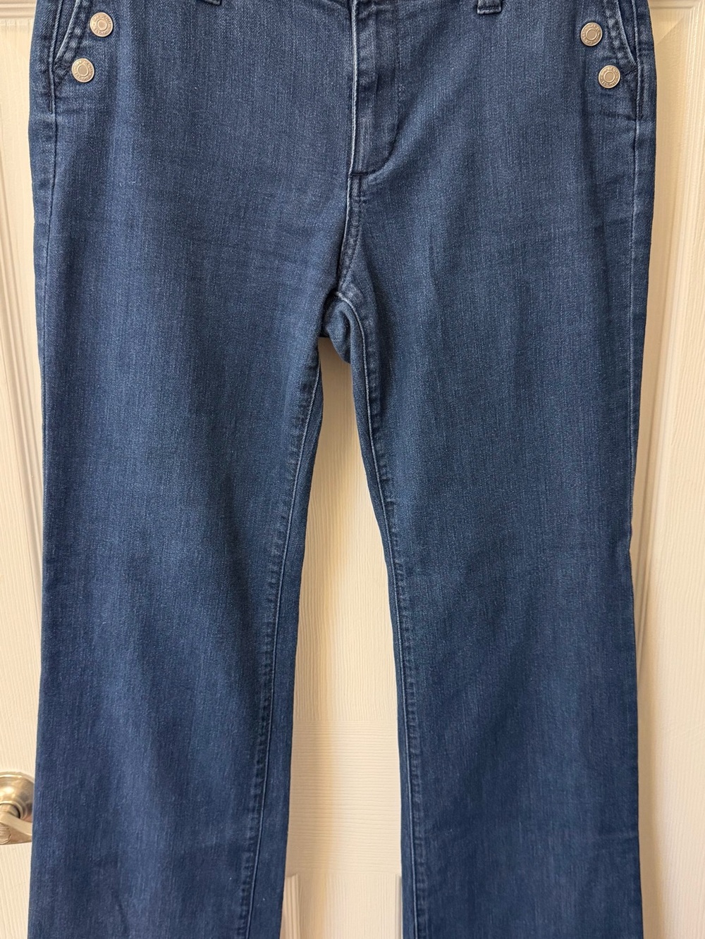 GAP Women's Dark Blue Bootcut Jeans with Decorative Buttons